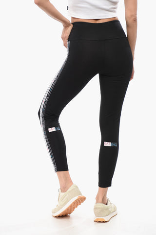 EMPORIO EA7 Stretch Cotton Leggings with Logoed Side Band