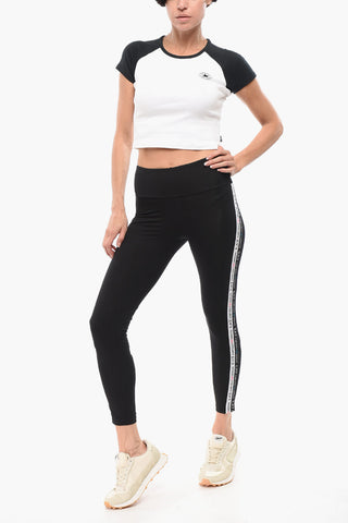 EMPORIO EA7 Stretch Cotton Leggings with Logoed Side Band