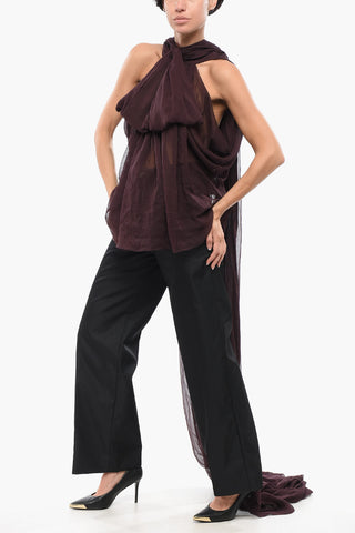 Silk Crepe Blouse with Lavallière Neckline