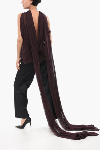 Silk Crepe Blouse with Lavallière Neckline