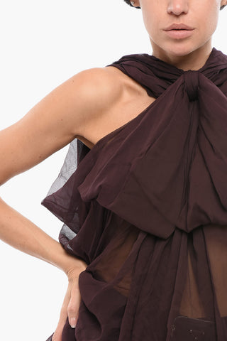 Silk Crepe Blouse with Lavallière Neckline