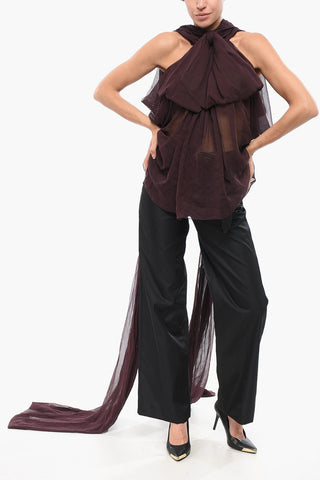 Silk Crepe Blouse with Lavallière Neckline