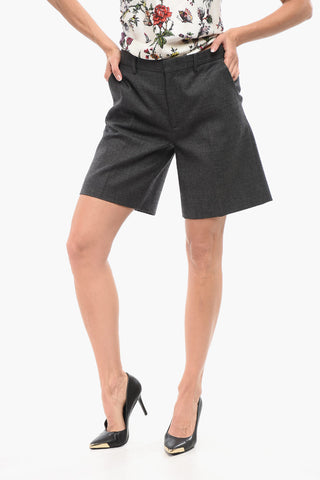 Shorts aus Wolle mit Bundfalten