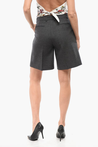 Shorts aus Wolle mit Bundfalten