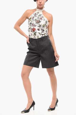 Shorts aus Wolle mit Bundfalten