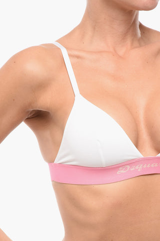 Reggiseno a Triangolo in Cotone Stretch con Elastico Logato