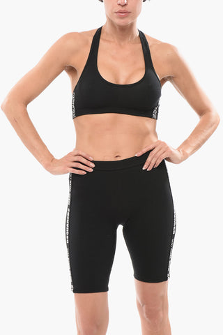 Reggiseno Sportivo in Cotone Stretch con Bande Logate