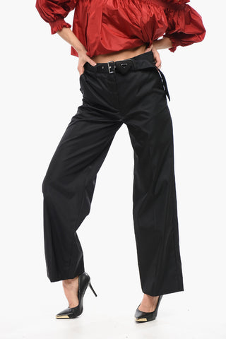 Re-nylon Straight Pants with Logoed Belt