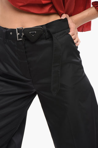 Re-nylon Straight Pants with Logoed Belt