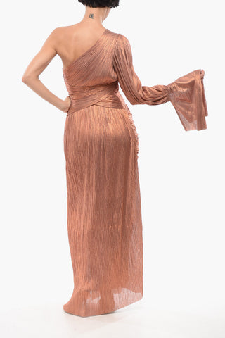 Silk Sleeveless Dress with Metallic Drapping