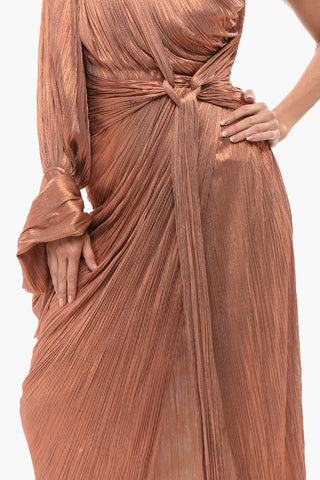 Silk Sleeveless Dress with Metallic Drapping