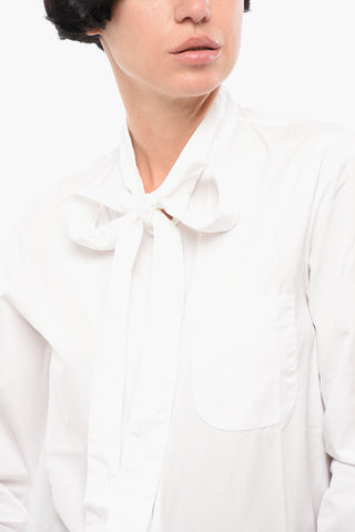 Poplin Cotton ENTI Shirt with Bow Neckline