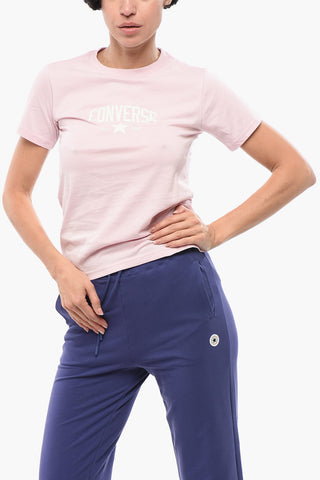 ALL STAR Solid-Color Crewneck T-Shirt with Embossed Logo