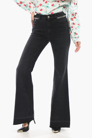 Bootcut-Jeans stone-washed mit Kettendetails 33cm