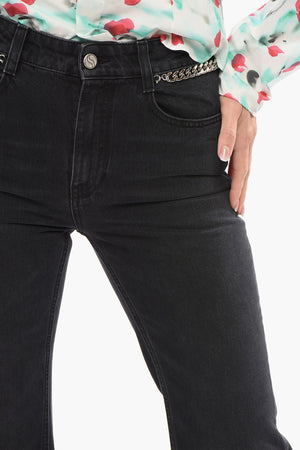 Bootcut-Jeans stone-washed mit Kettendetails 33cm