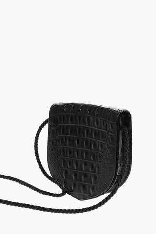 Embossed Leather ECUSSON Crossbody Bag with Crocodile Finish