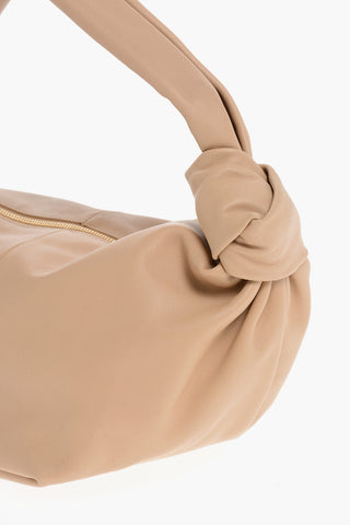 Leather DOUBLE KNOT Handbag with Zipped Closure