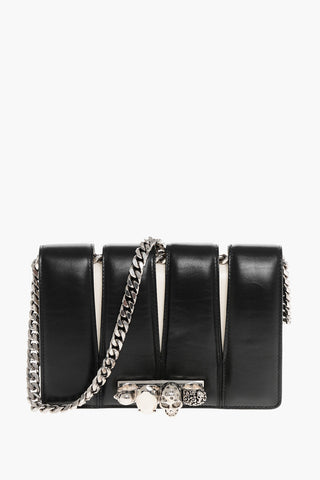 Two-Tone Leather SLASH Clutch with Jewel Detail