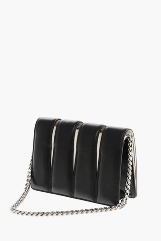 Two-Tone Leather SLASH Clutch with Jewel Detail