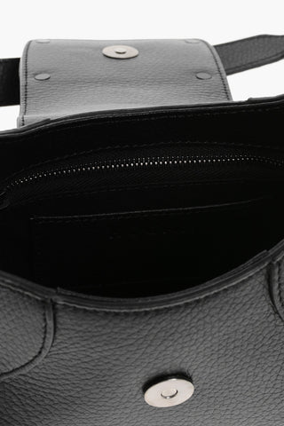 Textured Leather Hobo Bag with Logoed Detail