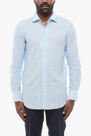 Hairline Patterned Linen Blend Shirt
