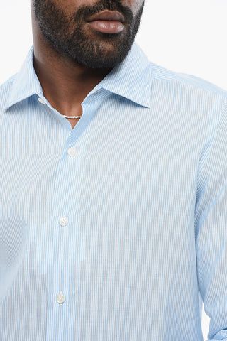 Hairline Patterned Linen Blend Shirt