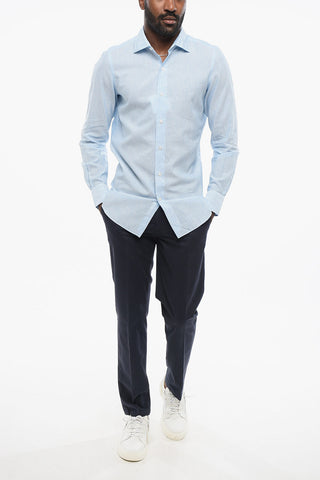 Hairline Patterned Linen Blend Shirt