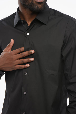 Cotton Blend Shirt with Spread Collar