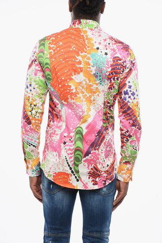 Camicia in Popeline con Motivo Astratto