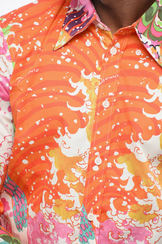 Camicia in Popeline con Motivo Astratto