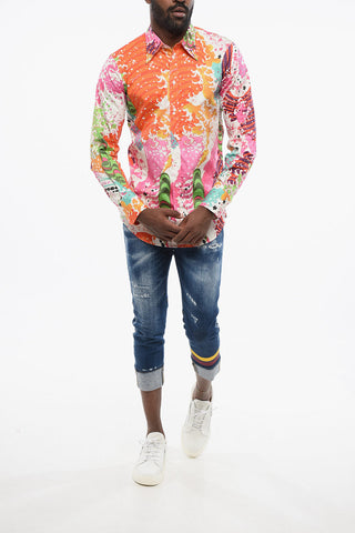 Camicia in Popeline con Motivo Astratto