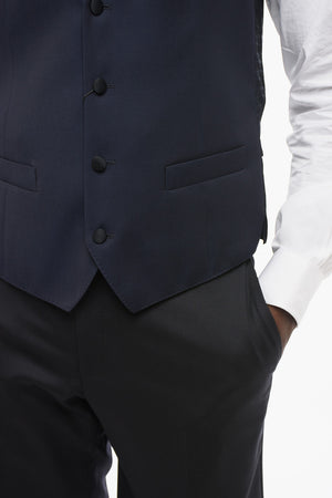Virgin Wool Waistcoat with Covered Buttons