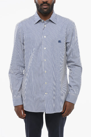 Camicia in Cotone a Righe Awning con Logo Ricamato