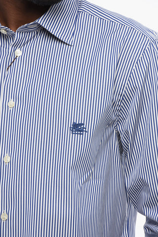 Camicia in Cotone a Righe Awning con Logo Ricamato
