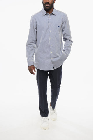 Camicia in Cotone a Righe Awning con Logo Ricamato