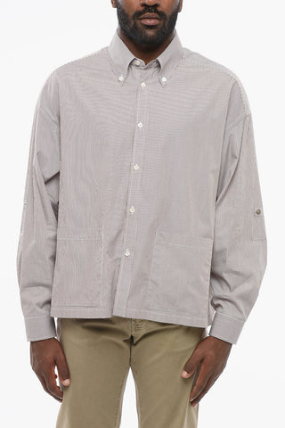 Camicia Button-down in Popeline Motivo Hairline