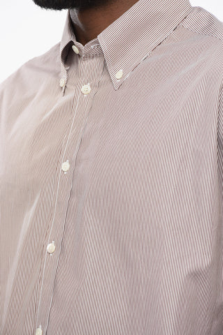 Camicia Button-down in Popeline Motivo Hairline
