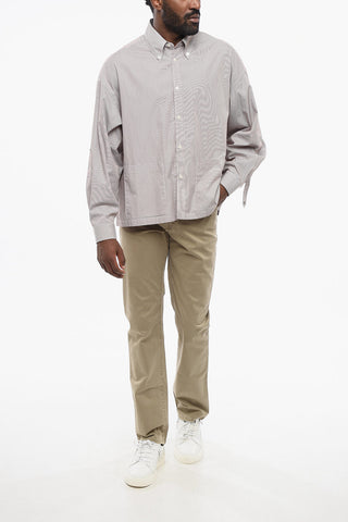 Camicia Button-down in Popeline Motivo Hairline