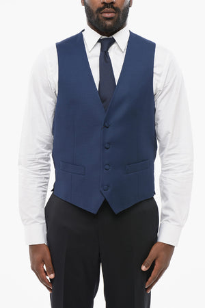 CODE Virgin Wool Waistcoat with Geometric Pattern