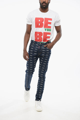 Monogram Printed Skinny Fit Denims 15cm