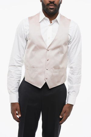 Embroidered 4-Button Silk Waistcoat