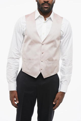 Embroidered 4-Button Silk Waistcoat