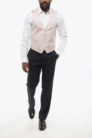 Embroidered 4-Button Silk Waistcoat