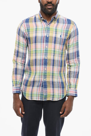 Button-down Plaid Linen Shirt