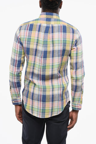 Button-down Plaid Linen Shirt