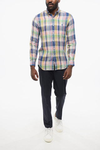 Button-down Plaid Linen Shirt