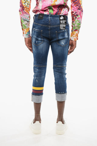 Dark Washed Sailor Fit Denims with Printed Bands 15cm