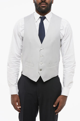 CC COLLECTION Silk 4 Buttons Vest With Jetted Pockets