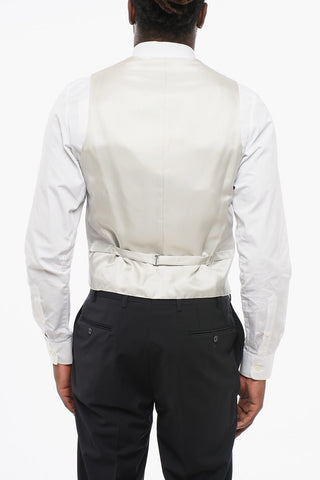 CC COLLECTION Silk 4 Buttons Vest With Jetted Pockets