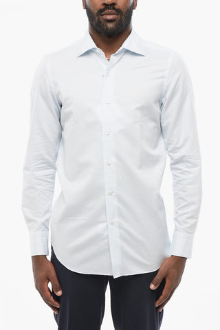 Camicia in Cotone Bayadere con Collo Francese